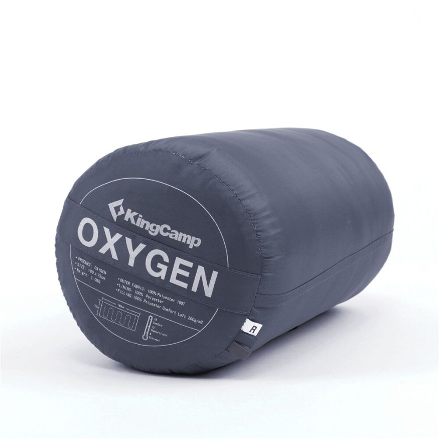 Спальный мешок Oxygen +8С серый, правый King Camp