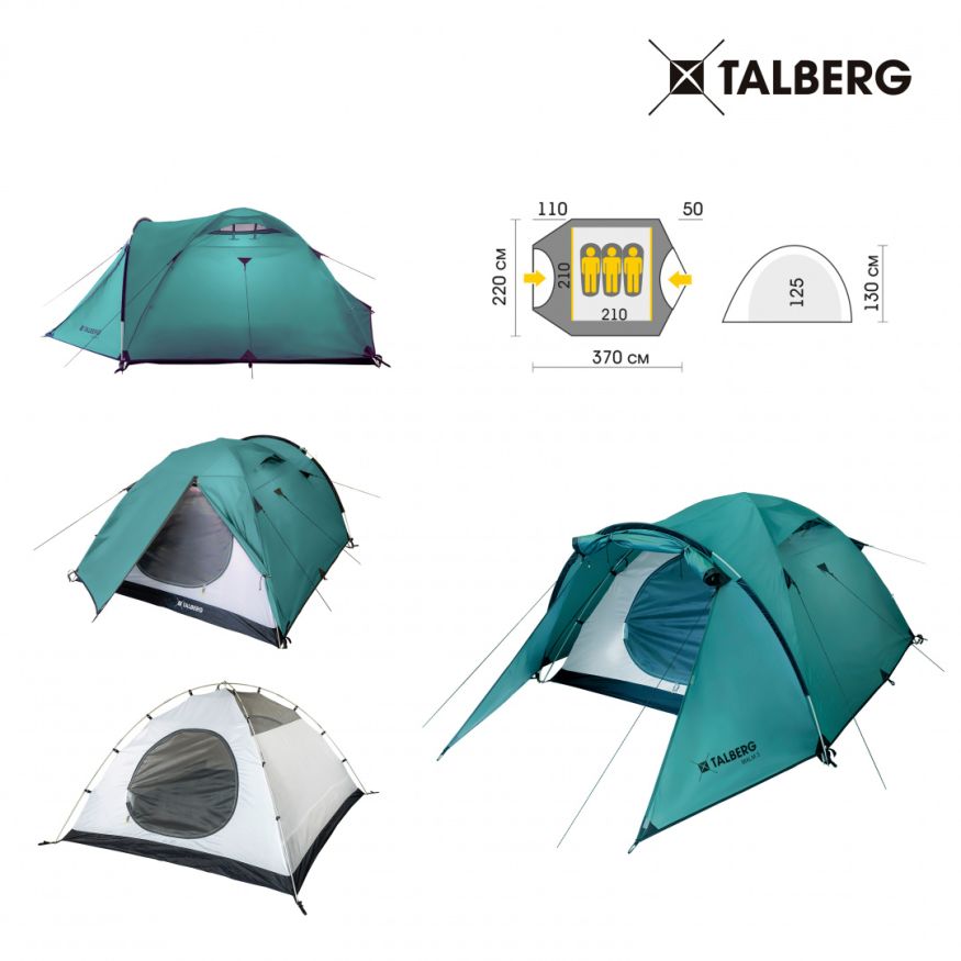Палатка Talberg Malm 3, зеленый цвет