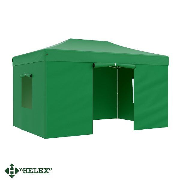Тент-шатер Helex 24336 (раскладывается гармошкой), 4,5х3x3м полиэстер, зеленый
