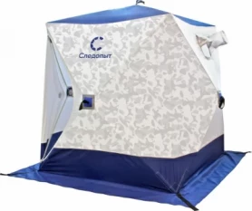 Палатка КУБ 3 (однослойная), 1,8x1,8 м, PU 1000, синий-белый с принтом